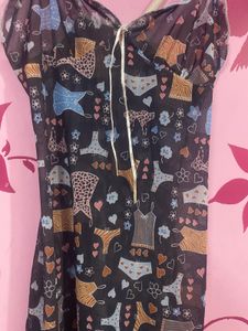 Novelty Print Sheer Mini Dress