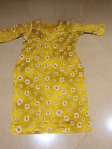 Full mustard kurta with Overall flower print