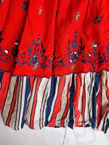 Red Embroidered Kurta