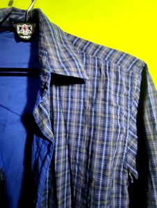 2 Side Wearable Blue Check Shirt Size Medium