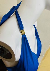 Blue Halter Bikini Top