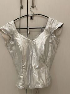 Boutique stitched silver corset blouse