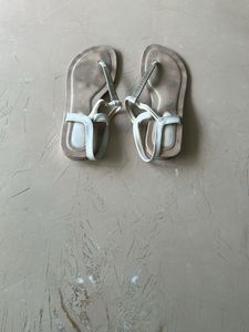 White Rhinestone Thong Sandals