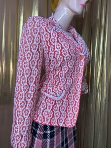 Red &amp; White Patterned Blazer  2dec8