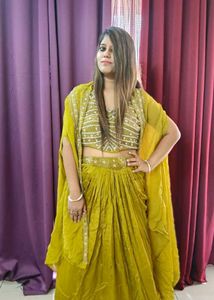 Chartreuse Embellished Indo Western Set