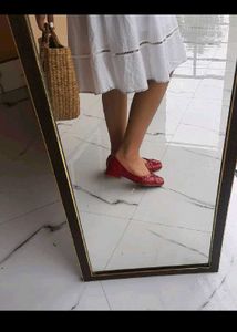 Red Studded Ballet Flats