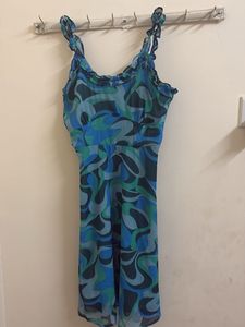 Blue Patterned Midi Dress
