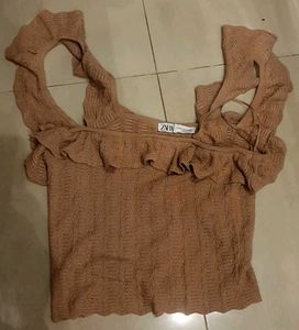 Zara Knit Ruffle Top