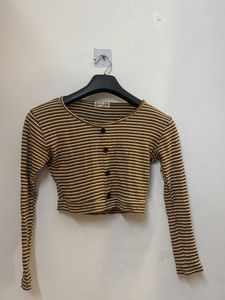 Striped Long Sleeve Crop Top