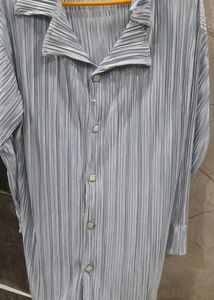 Pleated Button-Down Shirt