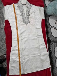 Elegant Embroidered off white Kurta Set for men ,