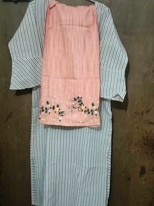 Striped long kurta plazzo set