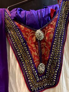 Elegant White &amp; Purple Anarkali