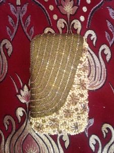 &#34;Hand Embroider Golden Clutch&#34; ( Free lipstick) 😘