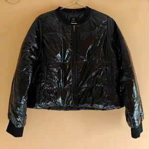 Zink London Black Puffer Bomber Jacket