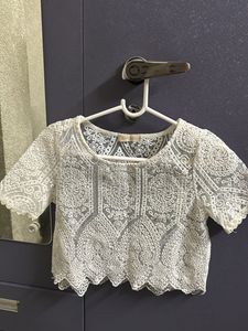 White Lace Crop Top