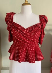 Polka Dot Wrap Top