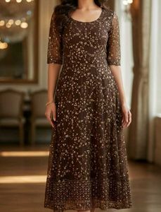 Elegant Brown Floral Dress