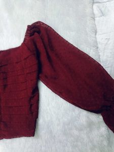 Pretty Maroon Crop Top 😍| Korean