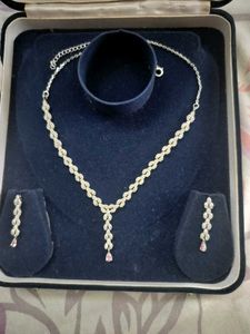 92.5 Silver Jewellery Set (Baby Pink Droplet)