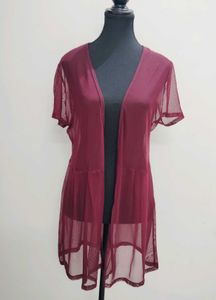 Burgundy Mesh Cover-Up