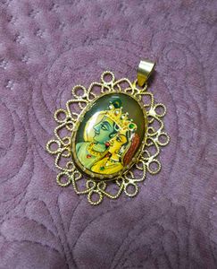 Radha Krishna Hand-painted Pendant