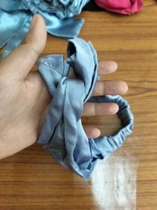 Blue Satin Headband &amp; Scrunchie Set