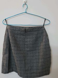 Gray Mini Skirt with Zipper Detail