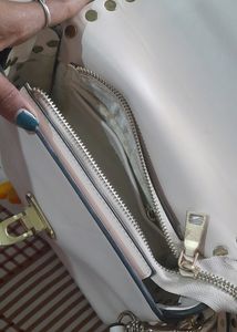 Cream Leather Exterior Bag.