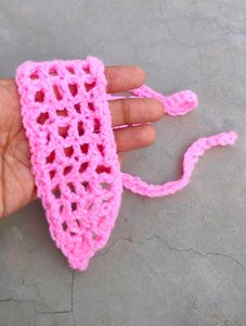 Pink crochet mess Headband 😁