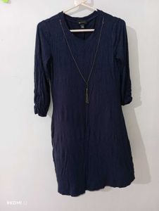 Navy Dress with Necklace