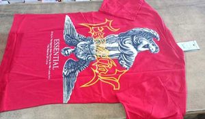 Red Graphic Print T-Shirt Down Shoulder