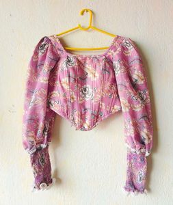 Vintage Victorian style floral print Corset top
