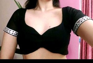 Georgette Sheer Padded Blouse With Mirror Lace