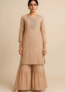 Elegant Beige garara Kameez Suit