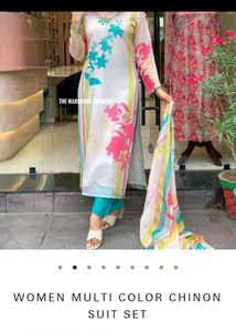 New/Unused Organza Multicolored Kurta Set