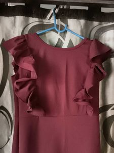 Elegant Maroon Ruffle Dress