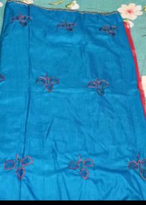 Elegant Teal Embroidered Saree