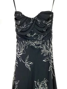 Strapless Black White Floral Dress With Pads