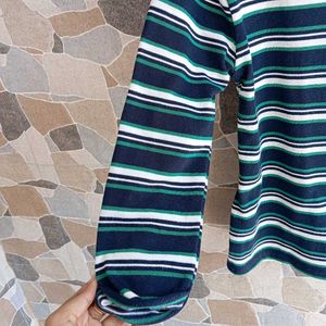 Classic Striped Boat Neck Long Sleeve Top