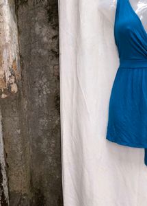 7210. Blue V-Neck Dress
