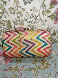 Buy Women Multicolour Clutch With Long Chain