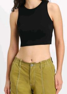 Black Sleeveless Crop Top