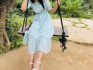 Green Dots Dress.!