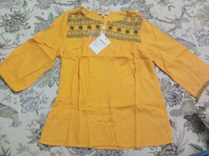 Branded Yellow Short Kurti Type Top.