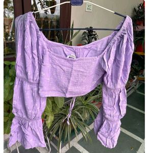 Lavender Sleeve Crop Top
