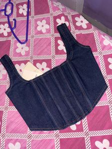 Brand New Freakins Denim Corset Top (Size S)🎀