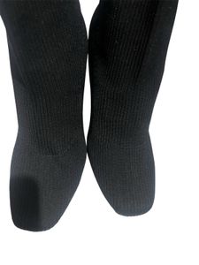 Black Knit Heeled Ankle Boots Size 36