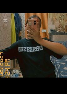 Oversized Obsessed Printed Black Tshirt