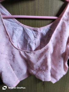 Glitter baby pink festive saree with beaded tassle